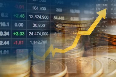Stock market finance business, economy trend graph digital technology.