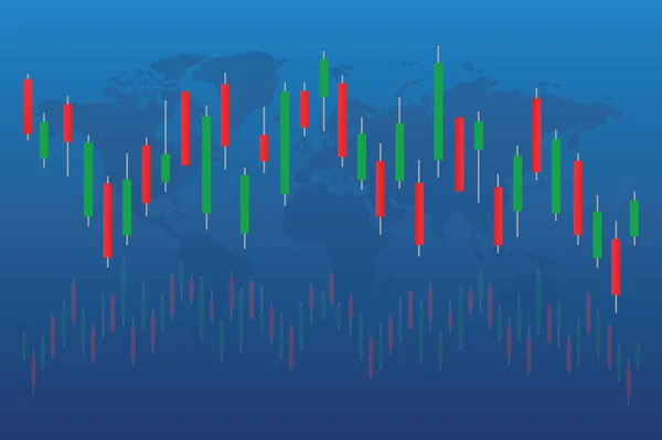 Stock Market Bar Graph World Map Candlestick Chart Finance Trade — Stock Vector