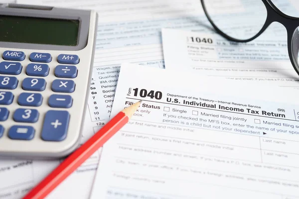 Налоговая Форма 1040 Возврат Подоходного Налога Населения Концепция Финансирования Бизнеса Лицензионные Стоковые Изображения