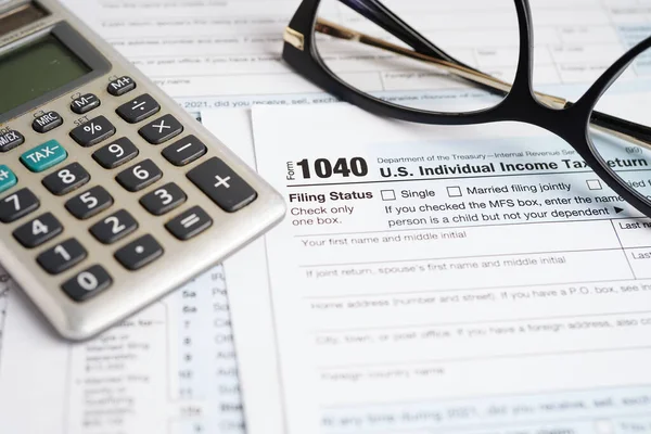 Belastingformulier 1040 Individuele Aangifte Inkomstenbelasting Bedrijfsfinancieringsconcept Stockfoto