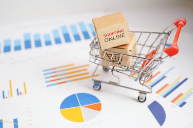 Çevrimiçi alışveriş, alışveriş sepeti iş grafiği, ithalat ihracat, finans ticareti.