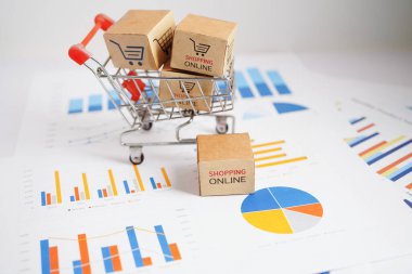 Çevrimiçi alışveriş, alışveriş sepeti iş grafiği, ithalat ihracat, finans ticareti.