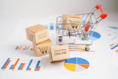 Çevrimiçi alışveriş, alışveriş sepeti iş grafiği, ithalat ihracat, finans ticareti.