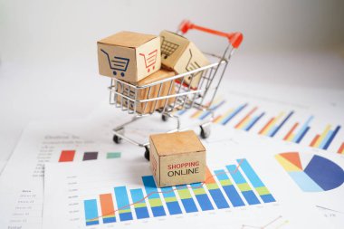 Çevrimiçi alışveriş, alışveriş sepeti iş grafiği, ithalat ihracat, finans ticareti.