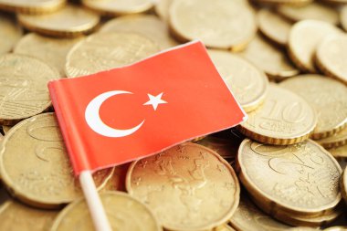 Bozuk para, finans ve muhasebe, bankacılık kavramında Türkiye bayrağı.
