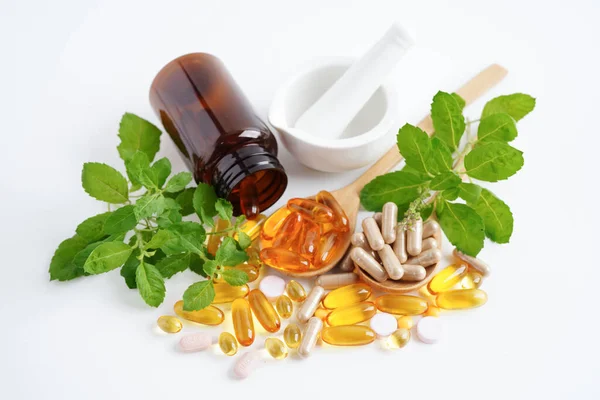Alternative Medicine Herbal Organic Capsule Vitamin Omega Fish Oil Mineral Royalty Free Stock Photos
