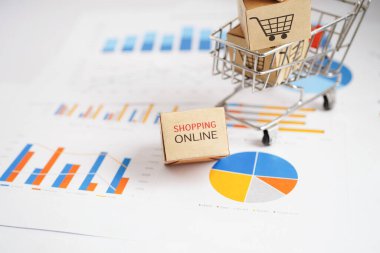 Çevrimiçi alışveriş, alışveriş sepeti iş grafiği, ithalat ihracat, finans ticareti.