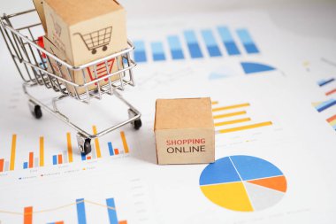 Çevrimiçi alışveriş, alışveriş sepeti iş grafiği, ithalat ihracat, finans ticareti.