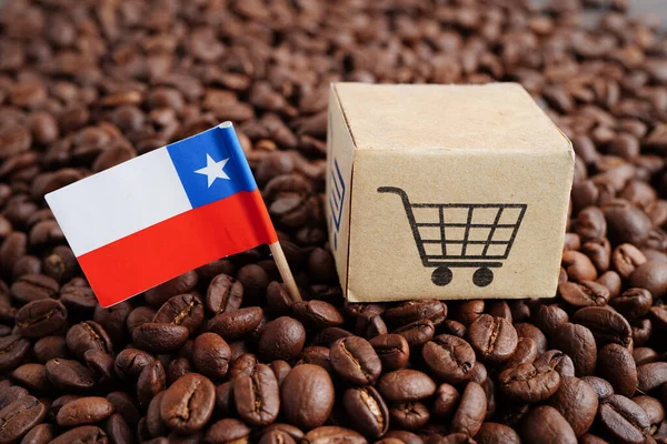 Chili on coffee beans, shopping online for export or import food product.