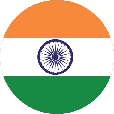 Hindistan bayrağı yuvarlak simgesi, bayrak vektör illüstrasyonu. 