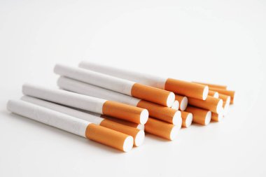 Cigarette, roll tobacco in paper with filter tube, No smoking concept.