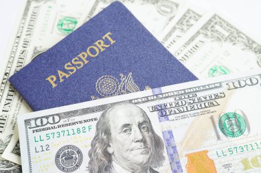 ABD pasaportu Amerika Birleşik Devletleri vatandaşına ve vatandaşına ABD bayrağı ve dolar parasıyla çoğu ülkede dolaşmak üzere verilmiştir..