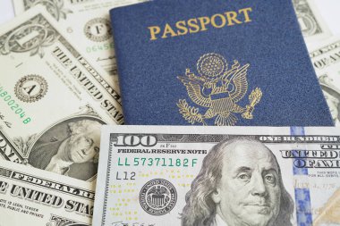 ABD pasaportu Amerika Birleşik Devletleri vatandaşına ve vatandaşına ABD bayrağı ve dolar parasıyla çoğu ülkede dolaşmak üzere verilmiştir..