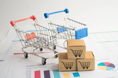 Çevrimiçi alışveriş, alışveriş sepeti iş grafiği, ithalat ihracat, finans ticareti.