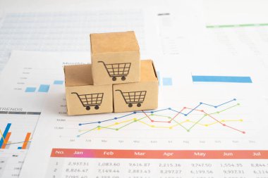Çevrimiçi alışveriş, alışveriş sepeti iş grafiği, ithalat ihracat, finans ticareti.