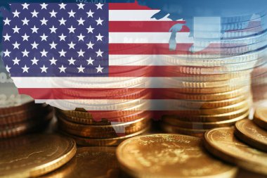 Hisse ekonomisi finansmanlı Amerikan bayrağı.