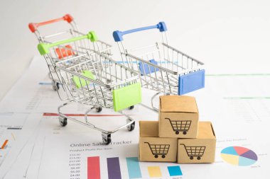 Çevrimiçi alışveriş, alışveriş sepeti iş grafiği, ithalat ihracat, finans ticareti.