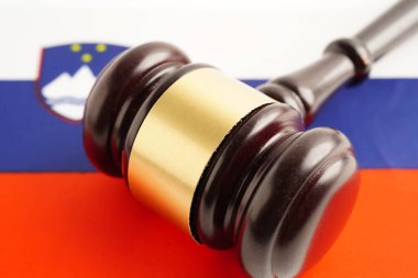 Siyah steteskop, iş ve finans kavramına sahip Slovenya bayrağı.