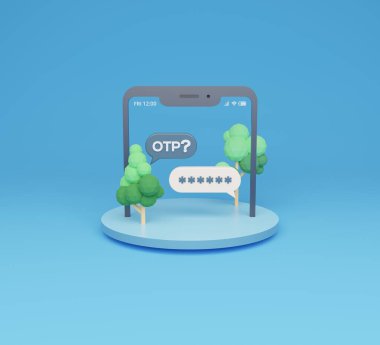 3d rendering password leaking concept with chat bubbles on smartphone screen.