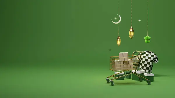 Ramadán Kareem Eid Mubarak Venta Banner Redes Sociales Linterna Ornamento Fotos de stock