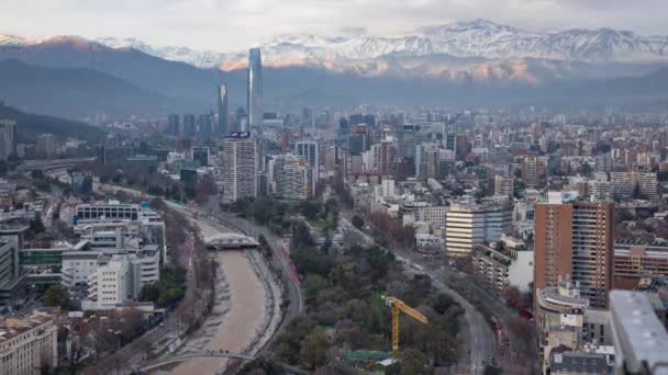 Santiago Chile Skyline Crepúsculo Tempo Lapso Providencia — Vídeo de Stock