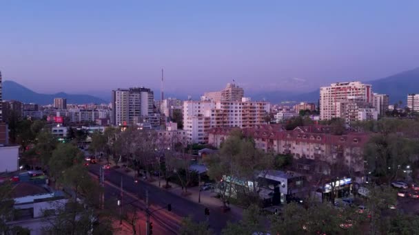 Santiago Şili Finans Bölgesi Zaman Aşımına Uğramış Devlet Kurumları Kış — Stok video