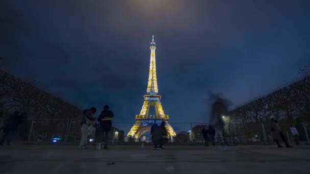 Night Time Lapse Eiffel Toronyból — Stock videók