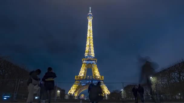 Nacht Time Lapse Van Eiffeltoren — Stockvideo