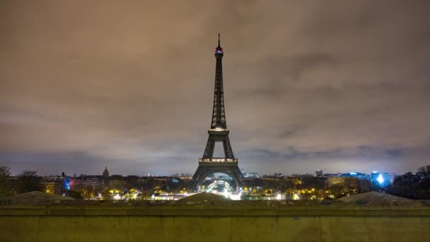 Atardecer Anochecer Lapso Tiempo Desde Torre Eiffel — Vídeos de Stock