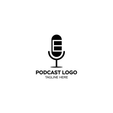 Yaratıcı ve basit mikrofon radyo podcast logo tasarımı. Mikrofon kullanarak Podcast kanalı veya radyo logosu tasarımı.