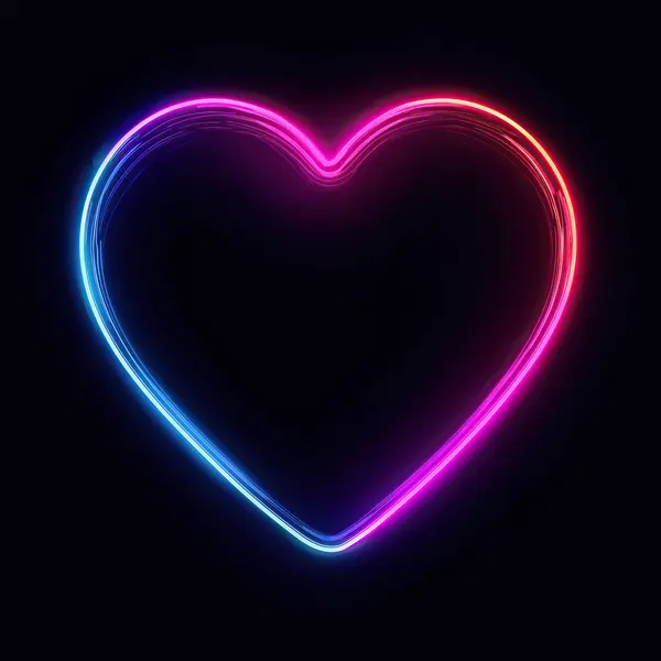 Neonové Srdce Symbol Černém Pozadí — Stock fotografie