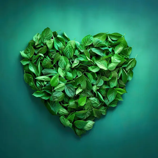 Hojas Verdes Forma Corazón —  Fotos de Stock