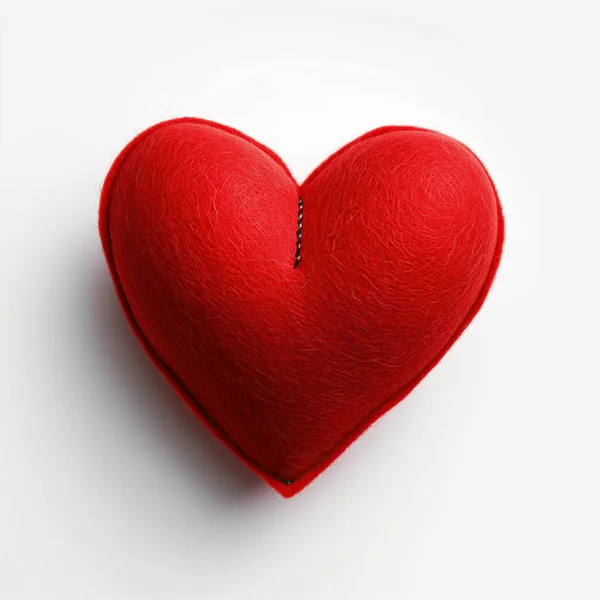 Red Heart Made Felt — Stock Photo, Image