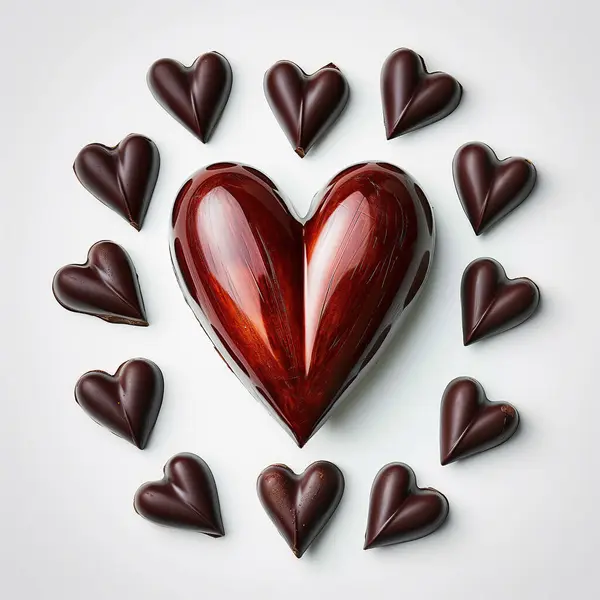 Шоколад Форме Сердца Белом Фоне — стоковое фото