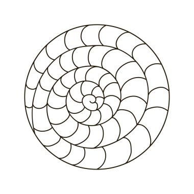 Deniz sakinleri ve tasarım elementleri. Elde çizim stili. Tek renkli simge, çıkartma, iğne. Kabuk