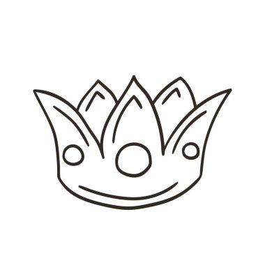 Elde çizim stili. Muhteşem çizimler ve tasarım elementleri. Tek renkli simge, çıkartma, iğne. Taç