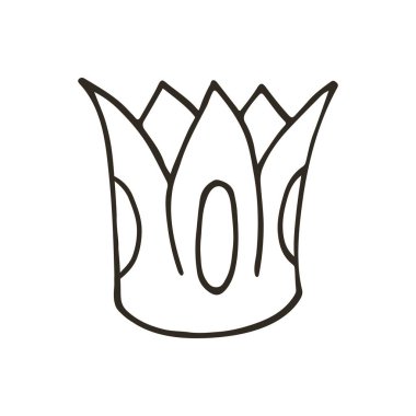 Muhteşem tasarım elementleri. Elde çizim stili. Tek renkli simge, çıkartma. Taç