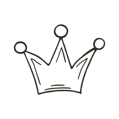 Taç. Muhteşem çizimler ve tasarım elementleri. Elde çizim stili. Tek renkli simge, etiket, iğne, imza