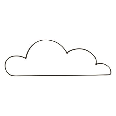 Elle çizilmiş bir resim. Bulut. Tek renkli çizim. Simge, imza, etiket