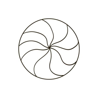 Tasarımınız için tek renkli grafik ögesi. Lolipop, şeker. Elde çizim stili. Simge, iğne, çıkartma, imza