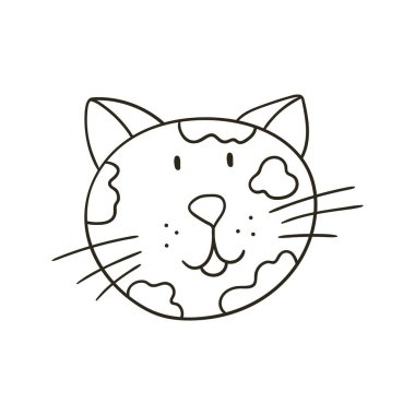 Elle çizilmiş bir resim. Tasarımın için boyama çizimleri. Simge, iğne, çıkartma, işaret. Yavru kedi