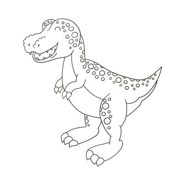 Jurasik dönemin dinozorları. Elle çizilmiş bir resim. Dinozor severler için boyama çizimleri. Simge, iğne, çıkartma, işaret. Tyrannosaur