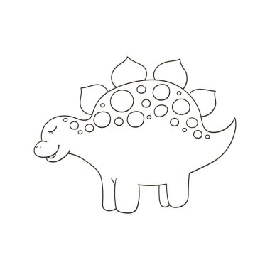 Jurasik dönemin dinozorları. Elle çizilmiş bir resim. Dinozor severler için boyama çizimleri. Simge, iğne, çıkartma, işaret. Stegosaurus