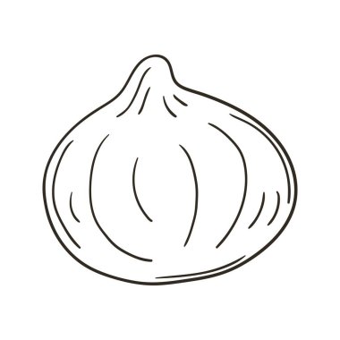 İncir. Elle çizilmiş renkler. Çocuk resimleri, egzotik meyveler. Simge, işaret, iğne sembolü çıkartması