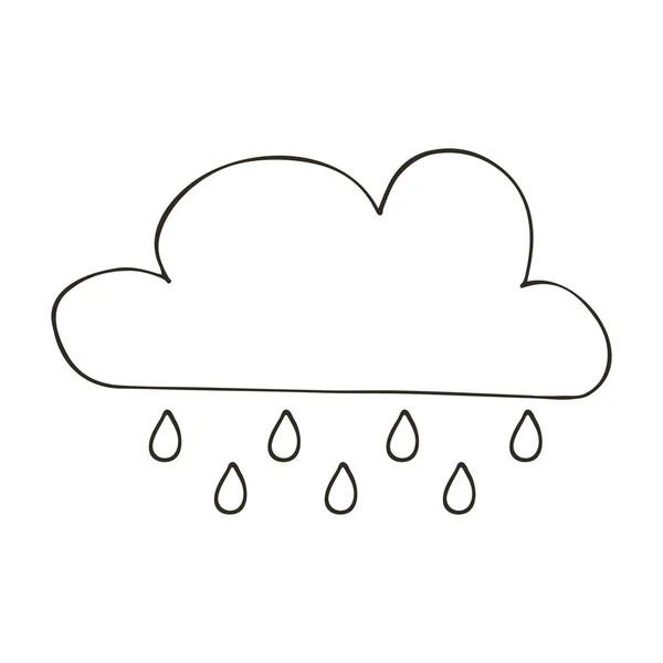 Illusztráció Kézzel Rajzolt Stílusban Felhő Esővel Monokróm Rajz Ikon Aláírás — Stock Vector