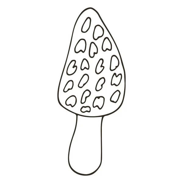 仙女蘑菇 手绘秋图风格 单色森林蘑菇 Icon — 图库矢量图片