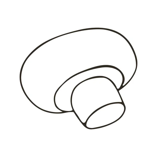 Det Champignon Höstillustration Handritad Stil Enfärgad Skogssvamp Ikon Skylt Stift — Stock vektor