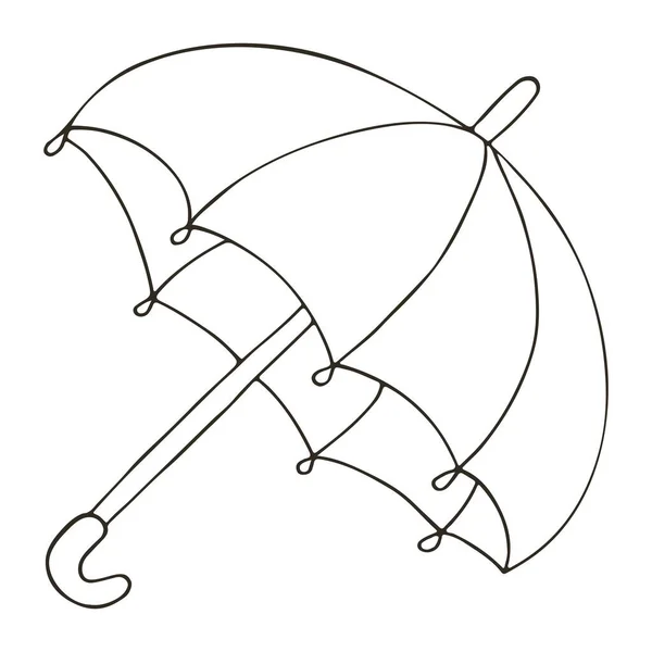 Autumn Illustration Hand Drawn Style Umbrella Monochrome Drawing Icon Sign — Stock Vector