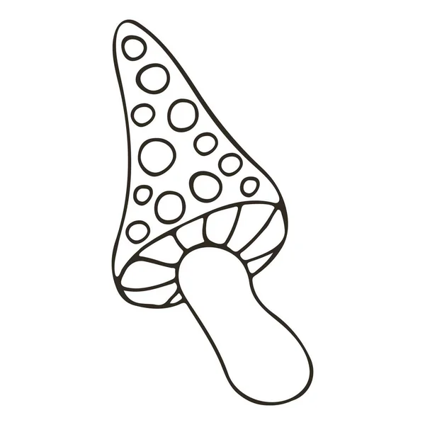 Autumn Illustration Hand Drawn Style Monochrome Forest Mushroom Icon Amanita — Stock Vector