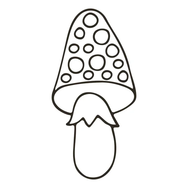 Autumn Illustration Hand Drawn Style Monochrome Forest Mushroom Icon Sign — Stock Vector